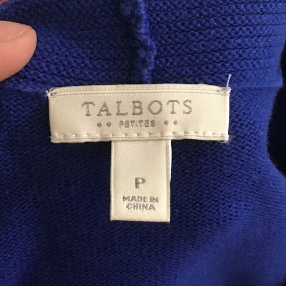 Talbots Cardigan Womens Sz Petite Blue Cotton Open Front Knit Sweater - Picture 5 of 8